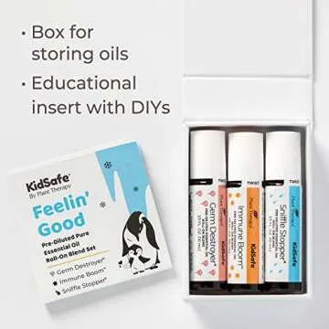 Plant Therapy KidSafe Feelin' Good Essential Oil Blend Set, Includes: Germ Destroyer, Immune Boom, S...