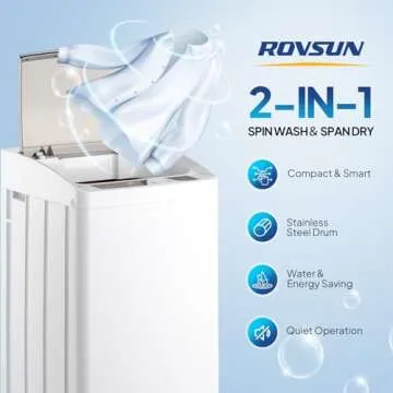 ROVSUN 17.8LBS Portable Washing Machine, Full-Automatic Electric Laundry Machine with Stainless Stee...
