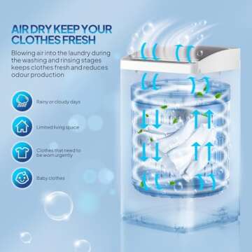 ROVSUN 17.8LBS Portable Washing Machine, Full-Automatic Electric Laundry Machine with Stainless Steel Drum, 110V Compact Washer, Washer and Dryer Combo with Drain Pump for Apartment, Dorms, RV, 400W