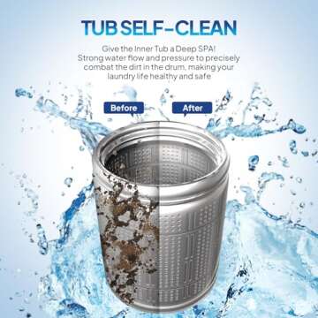 ROVSUN 17.8LBS Portable Washing Machine, Full-Automatic Electric Laundry Machine with Stainless Steel Drum, 110V Compact Washer, Washer and Dryer Combo with Drain Pump for Apartment, Dorms, RV, 400W