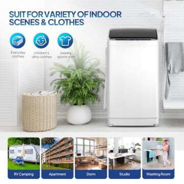 ROVSUN 17.8LBS Portable Washing Machine, Full-Automatic Electric Laundry Machine with Stainless Steel Drum, 110V Compact Washer, Washer and Dryer Combo with Drain Pump for Apartment, Dorms, RV, 400W