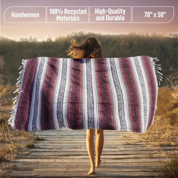 Handwoven Mexican Blanket Yoga Beach Camping Soft Durable