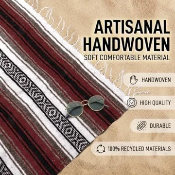 Handwoven Mexican Blanket Yoga Beach Camping Soft Durable