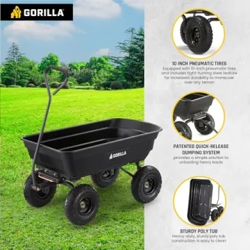 Gorilla Carts 600LB Utility Cart Quick Dump All-Terrain