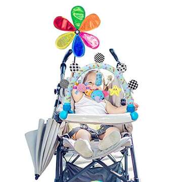 Travel Arch Bassinet Mobile Toys for Infant & Toddlers,Clip on Stroller Toy Crib Accessory & Pram Activity Bar Toy for Indoor and Outdoor (Elephant)