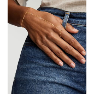 Moodear 14K Gold Plated Dainty Hand Chain Bracelet for Women