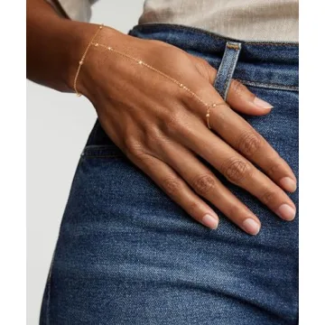 Moodear 14K Gold Plated Dainty Hand Chain Bracelet for Women