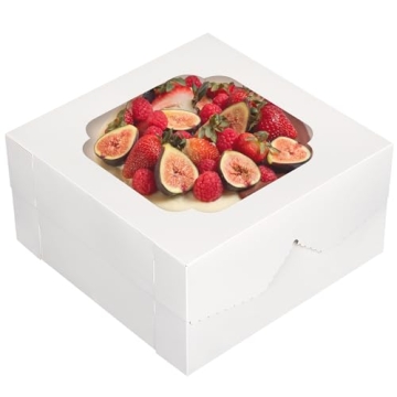 TOMNK 20pcs Cake Boxes - Elegant White Bakery Boxes with Window for Treats