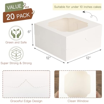 TOMNK 20pcs Sturdy Cake Boxes with Viewing Window