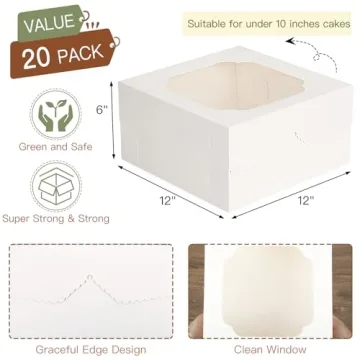 TOMNK 20pcs Sturdy Cake Boxes with Viewing Window