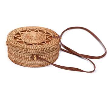 ZIYIUI Handwoven Straw Rattan Crossbody Bag – Unique Stylish Beach Purse for Women