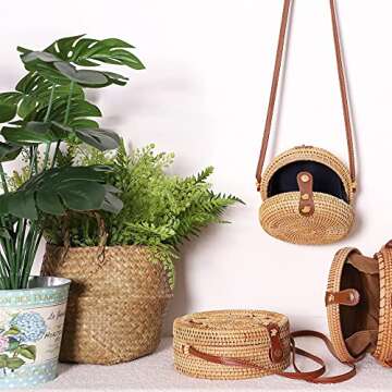 Handwoven Rattan Crossbody Bag - Stylish Beach Purse for Women