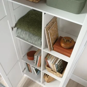 Sauder White Storage Cabinet Adjustable Shelves Pantry Organizer