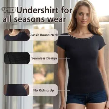 +MD Women's Comfortable Short Sleeve Seamless Shapewear Undershirt