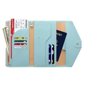 ZOPPEN Mulit-purpose Rfid Blocking Passport Holder Travel Wallet (Ver.4) Passport and Vaccine Card Holder ComboTri-fold Document Organizer Travel Essentials, 23 Paradise Blue