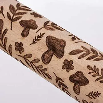 Primitives by Kathy Small Mushrooms Rolling Pin - Nature-Inspired Cooking Tool