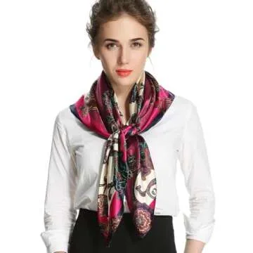 corciova Large Square Satin Headband Silk Like Lightweight Scarf Hair Sleeping Wrap for Women Dark R...