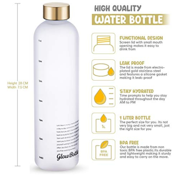 GLOW BOTTLE 32 oz Motivational Water Bottle with Time Marker
