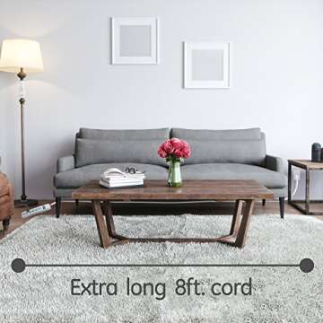 GE 6-Outlet Surge Protector, 8 Ft Extension Cord, Power Strip, 800 Joules, Flat Plug, Twist-to-Close Safety Covers, Protected Indicator Light, UL Listed, White, 14014