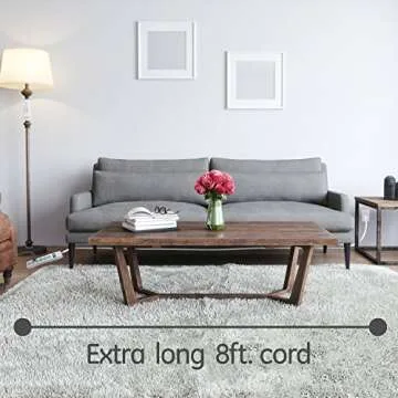 GE 6-Outlet Surge Protector, 8 Ft Extension Cord, Power Strip, 800 Joules, Flat Plug, Twist-to-Close Safety Covers, Protected Indicator Light, UL Listed, White, 14014