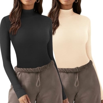 Zeagoo Thermal Underwear Tops Women Long Sleeve Shirt Tight Crop Top Mock Turtle Neck Undershirts fo...