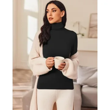 Zeagoo Thermal Underwear Tops Women Long Sleeve Shirt Tight Crop Top Mock Turtle Neck Undershirts for Womens,2 Pack Black+Khaki XS