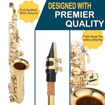 Ktaxon Alto Saxophone Drop E Brass Sax Full Kit for Student Beginners with Carving, Mouthpiece, Carrying Case, Gloves, Cleaning Cloth Bar, Detachable Strap, Shoulder Strap, Reed, Lacquered