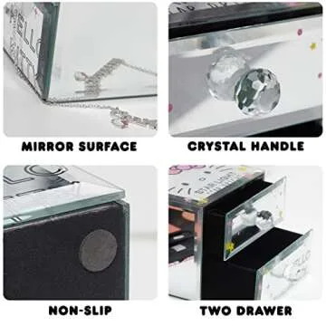 Hello Kitty "Star Light Star Bright" Mirror Glass Jewelry Box Jewelry Organizer, Officially Licensed