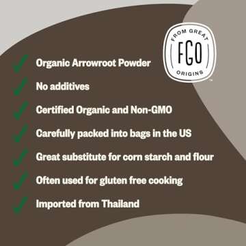 FGO Organic Arrowroot Powder, 32oz - Gluten-Free Thickener