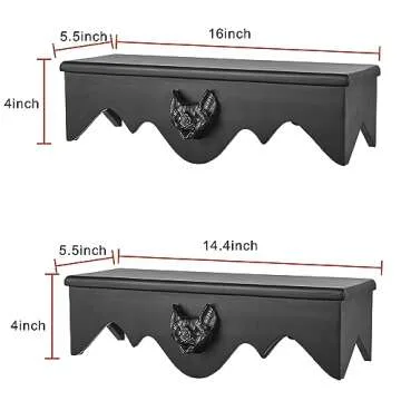 Gothvanity Bat Floating Shelf Set of 2, Black Flying Bat Shelf, Wood Wall Mounted Storage Shelves, Gothic Home Decor for Bedroom, Kitchen, Living Room, Bathroom, Office and More…