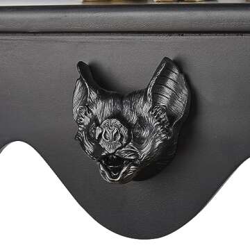 Gothvanity Bat Floating Shelf Set of 2, Black Flying Bat Shelf, Wood Wall Mounted Storage Shelves, Gothic Home Decor for Bedroom, Kitchen, Living Room, Bathroom, Office and More…