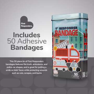 BioSwiss Bandages, First Responders Shaped Self Adhesive Bandage, Latex Free Sterile Wound Care, Fun...
