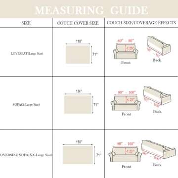 HANDONTIME Beige Sofa Covers Couch Covers for 3 Cushion Couch Sofa Cute Couch Cushion Covers Pet Couch Protector Thick Chenille Couch Cover Loveseat Cover Multi-Functional Throw Cover, 71" X118"