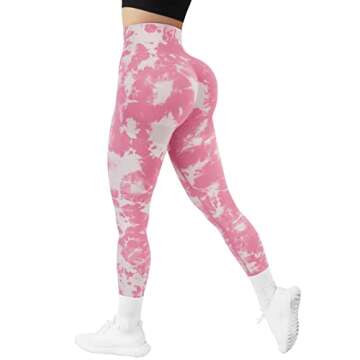 OMKAGI Women Scrunch Butt Lifting Leggings Seamless High Waisted Workout Yoga Pants(M,88-Pink Tie Dye)