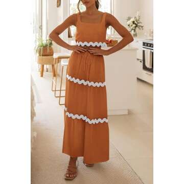 PRETTYGARDEN Women's Summer Maxi Skirt and Crop Top Set
