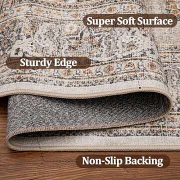 Yicriahn Area Rugs 8x10 Vintage Non-Slip Soft Carpet