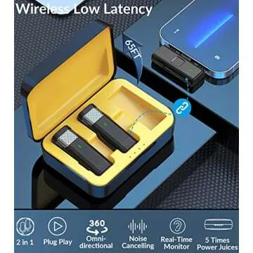EZColoris 2 Pack Wireless Lavalier Microphones for iPhone 15 Android Video Recording - USB C Microphone Wireless for Phones Laptop Tablet Mini Mics for Interview