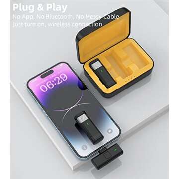 EZColoris 2 Pack Wireless Lavalier Microphones for iPhone 15 Android Video Recording - USB C Microphone Wireless for Phones Laptop Tablet Mini Mics for Interview