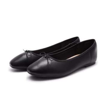AFEETSING Women's Round Toe Ballet Flats Comfortable Bow Dressy Flats Shoes for Women (A-black2, Num...