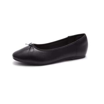 AFEETSING Women's Round Toe Ballet Flats Comfortable Bow Dressy Flats Shoes for Women (A-black2, Numeric_9)