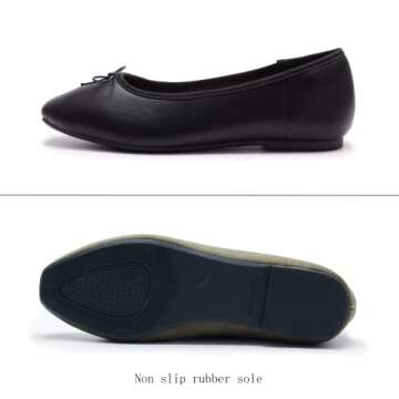 AFEETSING Women's Round Toe Ballet Flats Comfortable Bow Dressy Flats Shoes for Women (A-black2, Numeric_9)