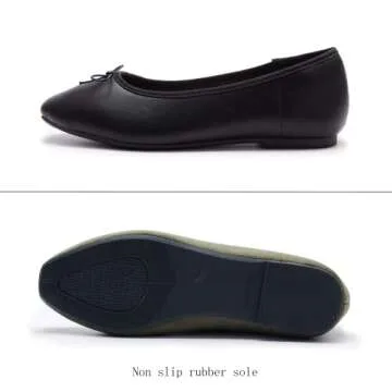AFEETSING Women's Round Toe Ballet Flats Comfortable Bow Dressy Flats Shoes for Women (A-black2, Numeric_9)