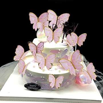 60Pcs Colorful 3D Butterfly Cupcake Toppers for Parties
