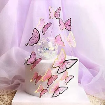 60Pcs Colorful 3D Butterfly Cupcake Toppers for Parties