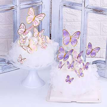 60Pcs Colorful 3D Butterfly Cupcake Toppers for Parties