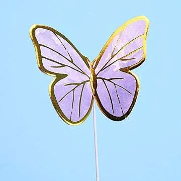 60Pcs Colorful 3D Butterfly Cupcake Toppers for Parties