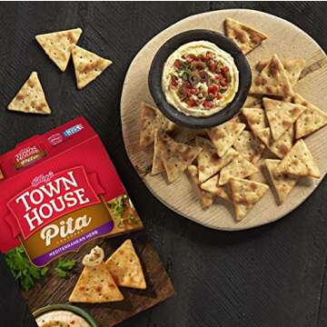 Town House Pita Crackers Oven Baked Crackers, Party Snacks, Mediterranean Herb, 9.5oz Box (1 Box)
