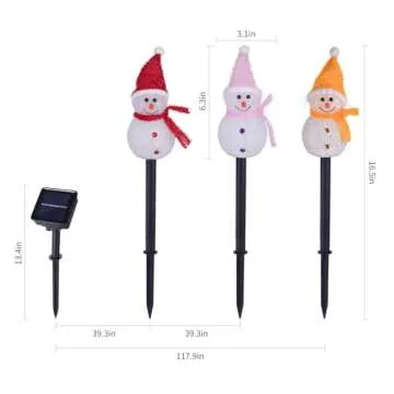 Solar Christmas Pathway Lights Outdoor Decor, Set of 3 Led Snowman Stake Lights, Waterproof Walkway Landscape Lights for Winter Yard, Garden, Solar Christmas Decorations (3pcs-Snowman A)