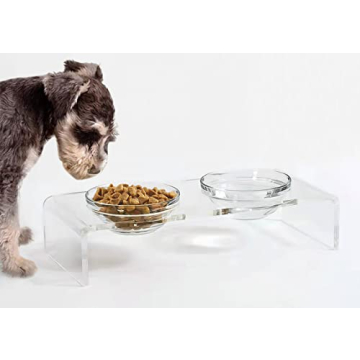 Acrylic Elevated Dog Cat Bowls Pet Feeder with 2 Bowls - Perfect for Small Pets