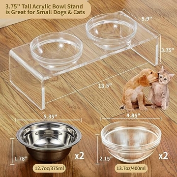 Stylish Acrylic Elevated Dog Cat Bowls Feeder Set